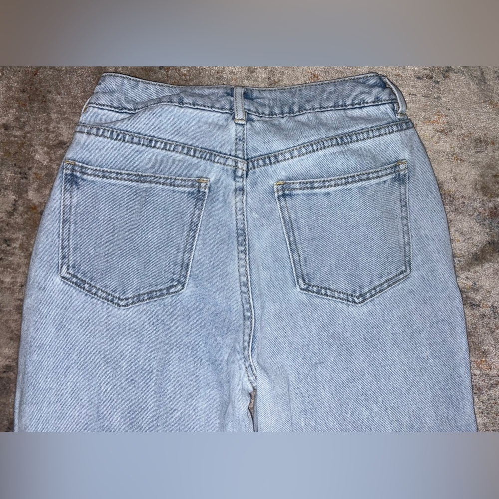PacSun Two Toned Mom Jeans Blue Colorblock Boho Retro Y2K Frayed Womens Size 24 - Picture 7 of 8